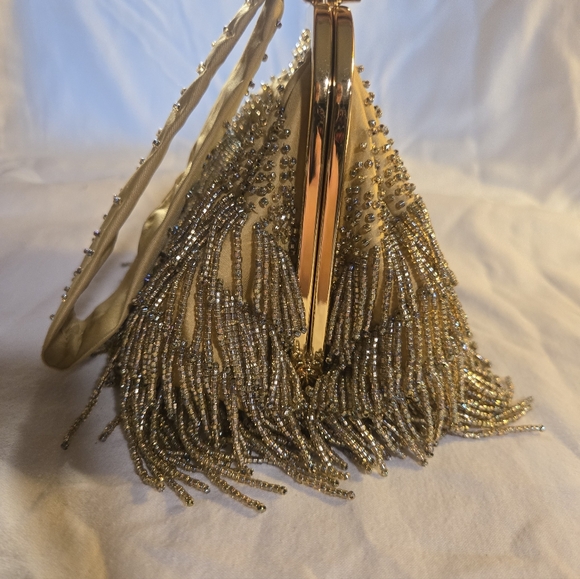 Inge Christopher Gold Beaded Evening Bag